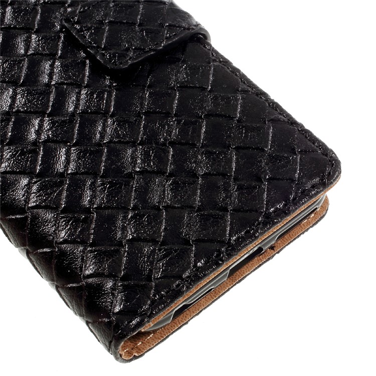 Textured Wallet Stand Leather Folio Phone Case for iPhone 6s / 6 - Woven Texture / Black-7