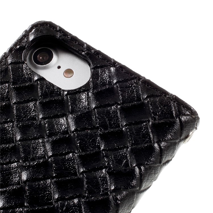 Textured Wallet Stand Leather Folio Phone Case for iPhone 6s / 6 - Woven Texture / Black-8