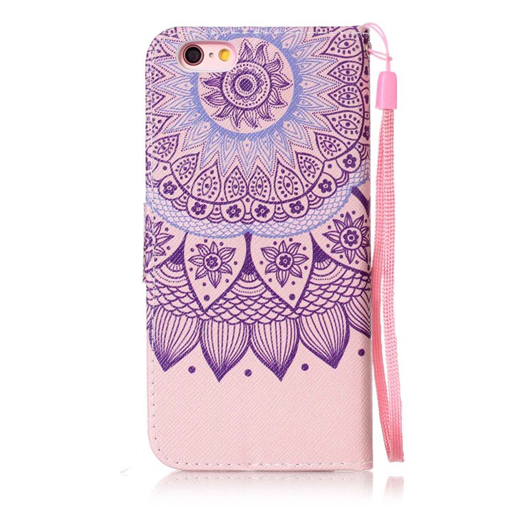 Pattern Printing Wallet Leather Stand Case for iPhone 6s 6 with Strap - Mandala Pattern-2