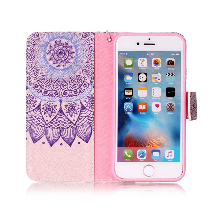 Pattern Printing Wallet Leather Stand Case for iPhone 6s 6 with Strap - Mandala Pattern-3