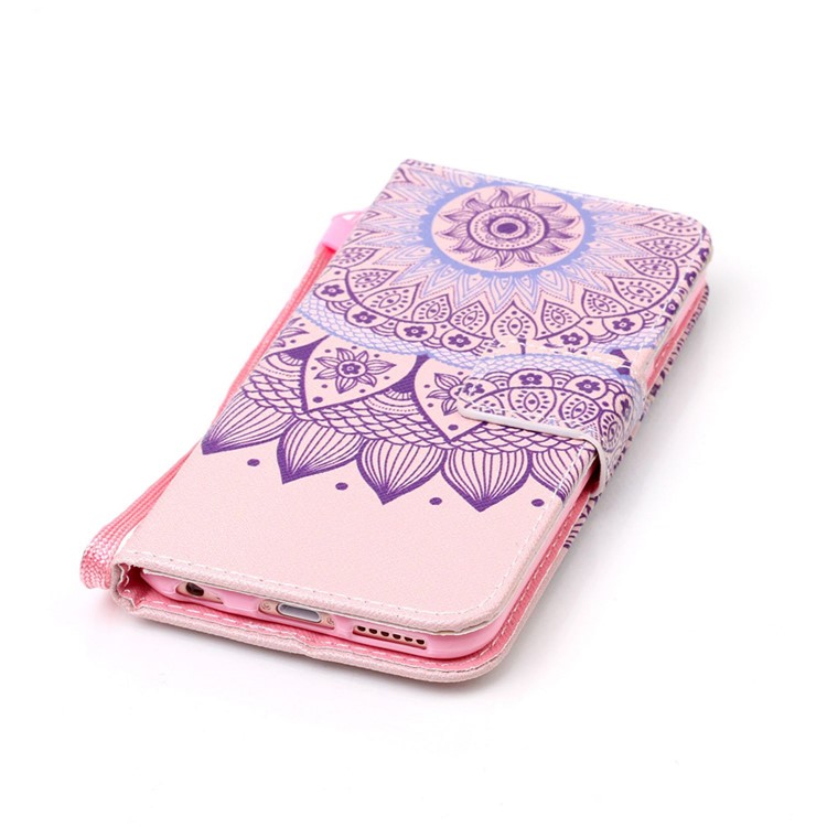 Pattern Printing Wallet Leather Stand Case for iPhone 6s 6 with Strap - Mandala Pattern-5