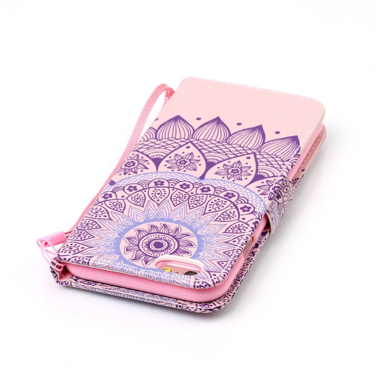 Pattern Printing Wallet Leather Stand Case for iPhone 6s 6 with Strap - Mandala Pattern-6