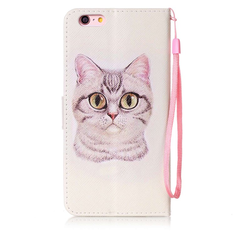 Patterned Leather Wallet Case for iPhone 6s Plus / 6 Plus - Cat-2