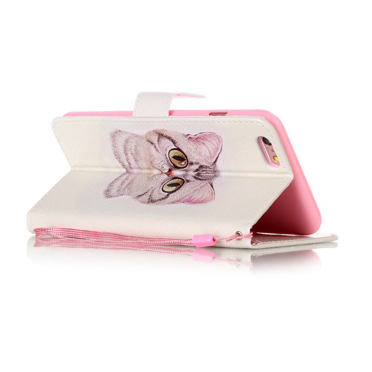 Patterned Leather Wallet Case for iPhone 6s Plus / 6 Plus - Cat-4
