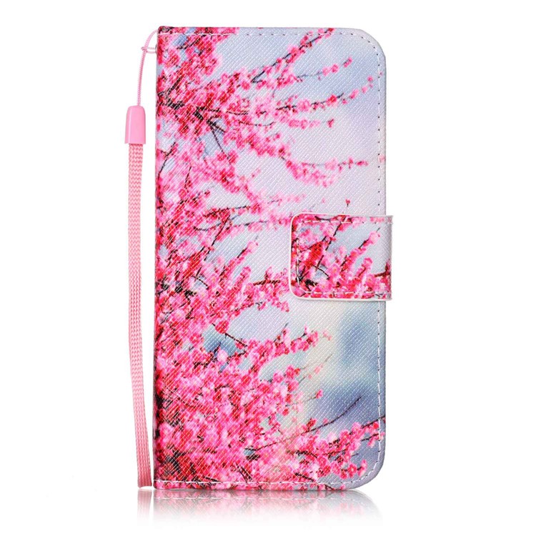 Pattern Printing Wallet Leather Case with Lanyard for Apple iPhone 7 (2016) - Wintersweet Flowers-1
