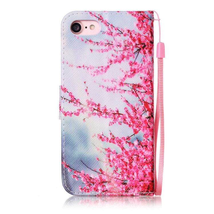 Pattern Printing Wallet Leather Case with Lanyard for Apple iPhone 7 (2016) - Wintersweet Flowers-2