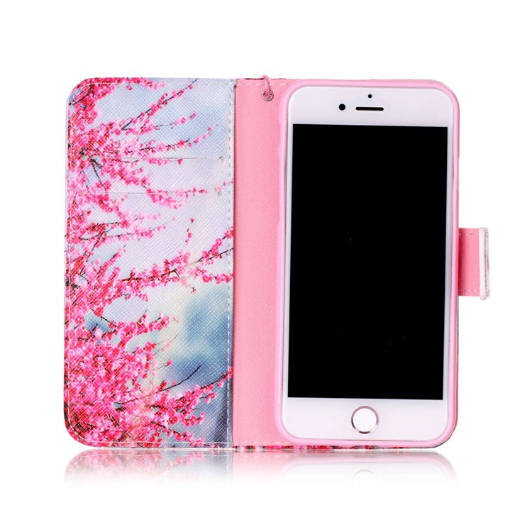 Pattern Printing Wallet Leather Case with Lanyard for Apple iPhone 7 (2016) - Wintersweet Flowers-3