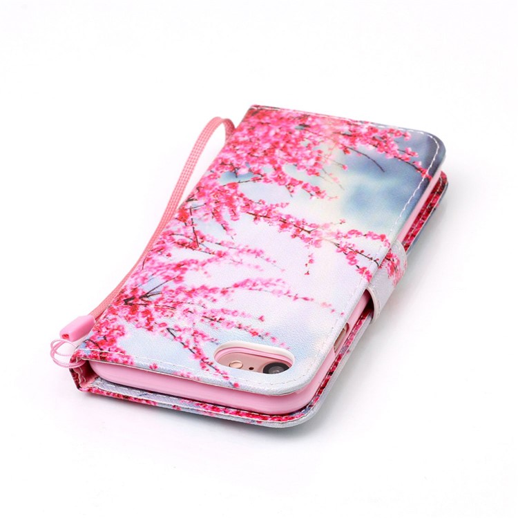 Pattern Printing Wallet Leather Case with Lanyard for Apple iPhone 7 (2016) - Wintersweet Flowers-6