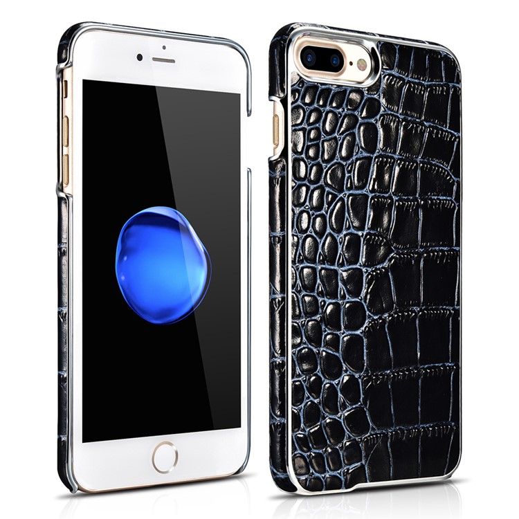 XOOMZ Crocodile Genuine Leather Coated Plating PC Case for iPhone 7 Plus - Blue / Black-1