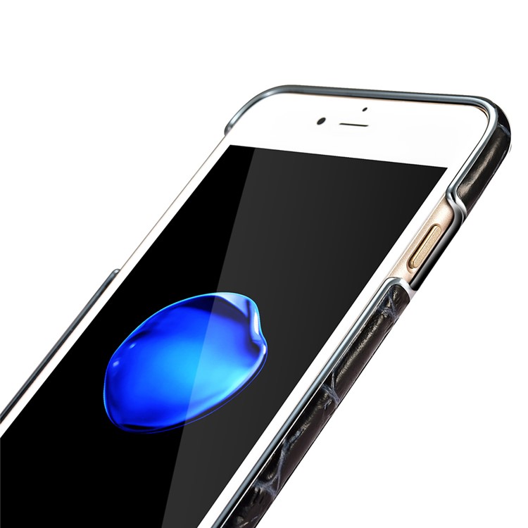 XOOMZ Crocodile Genuine Leather Coated Plating PC Case for iPhone 7 Plus - Blue / Black-6