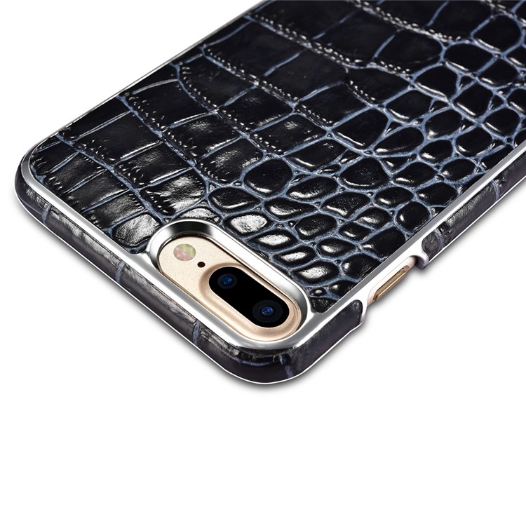 XOOMZ Crocodile Genuine Leather Coated Plating PC Case for iPhone 7 Plus - Blue / Black-7