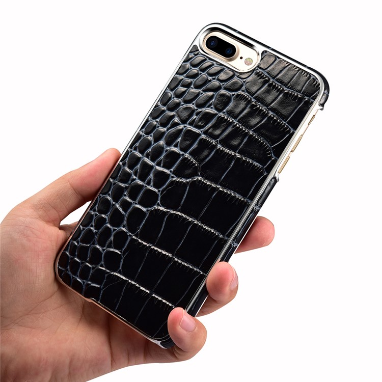 XOOMZ Crocodile Genuine Leather Coated Plating PC Case for iPhone 7 Plus - Blue / Black-9