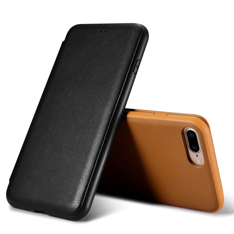 XOOMZ Retro Leather Flip Phone Case with Card Slot for Apple iPhone 7 Plus - Black-2