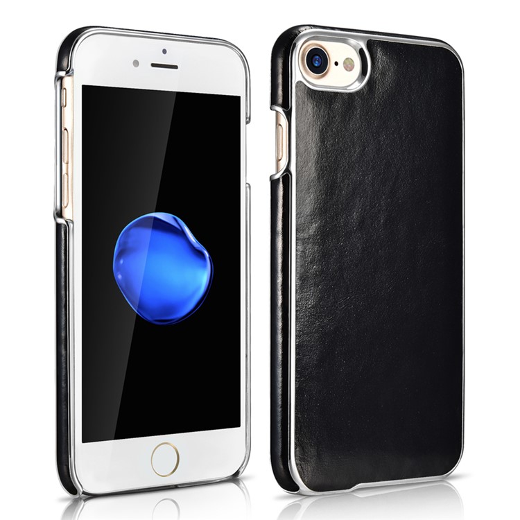 XOOMZ Retro Genuine Leather Skin Plating PC Hard Case for iPhone 7 - Black-1