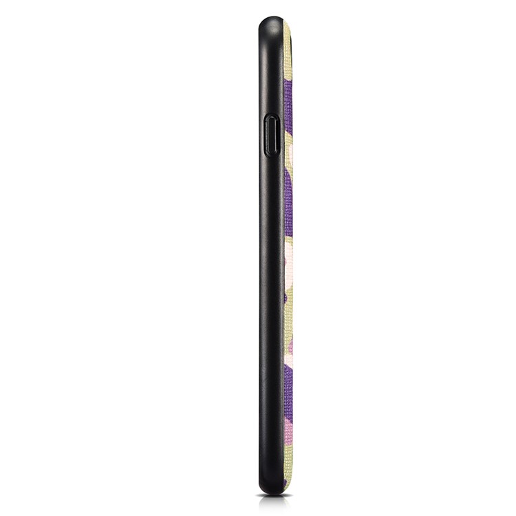 XOOMZ for iPhone 7 Camouflage Genuine Leather Skin Phone Case - Purple-2