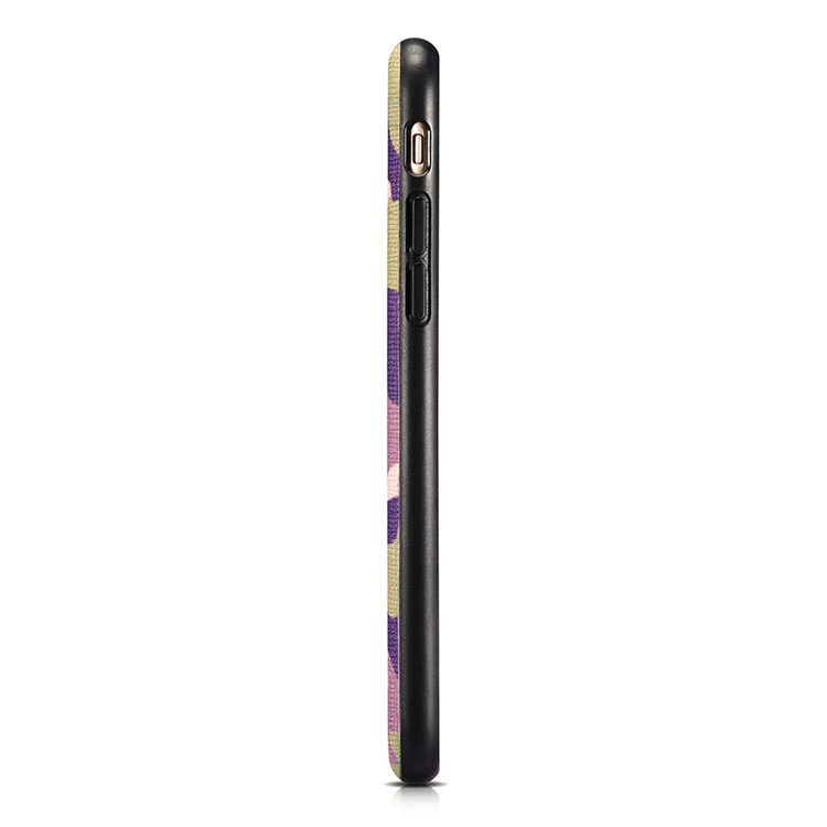XOOMZ for iPhone 7 Camouflage Genuine Leather Skin Phone Case - Purple-3
