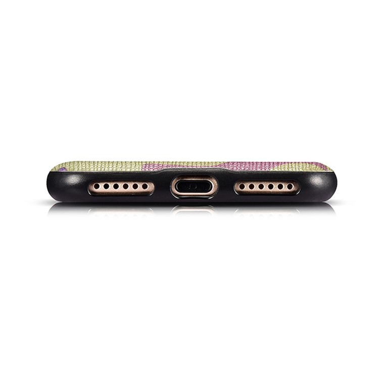 XOOMZ for iPhone 7 Camouflage Genuine Leather Skin Phone Case - Purple-5