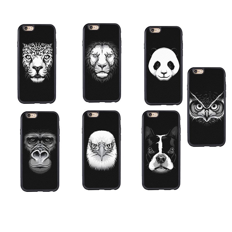 Animal Head Cross Texture TPU Case with Ring Holder for iPhone 6s/6 4.7 Inch - Dog-2