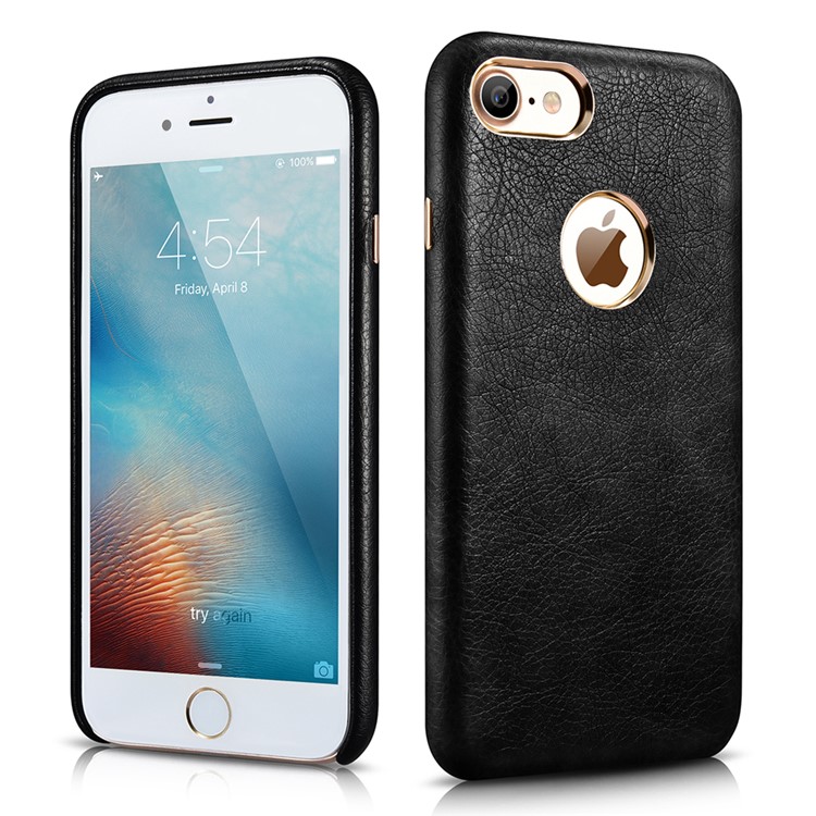 XOOMZ Litchi Texture Leather Coated Hard PC Case for iPhone 7 4.7 inch - Black-1