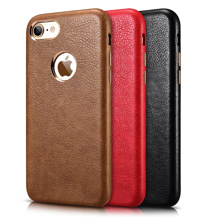 XOOMZ Litchi Texture Leather Coated Hard PC Case for iPhone 7 4.7 inch - Black-4