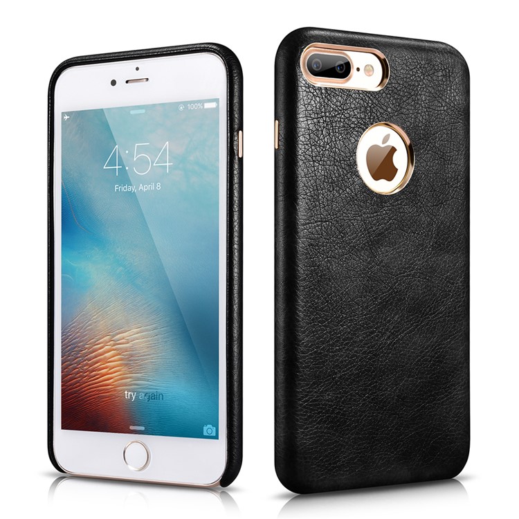 XOOMZ Litchi Texture Leather Coated Hard PC Case for iPhone 7 Plus 5.5 inch - Black-1