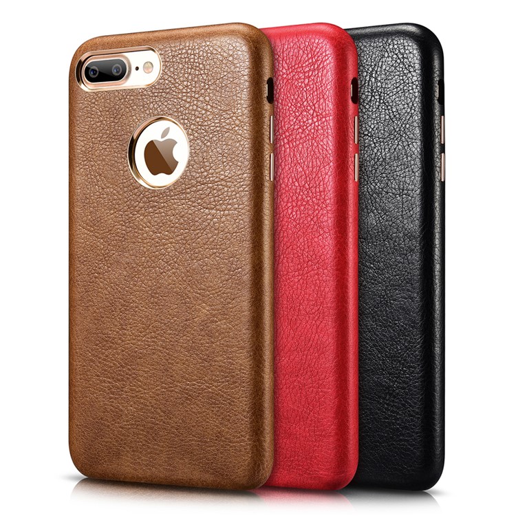 XOOMZ Litchi Texture Leather Coated Hard PC Case for iPhone 7 Plus 5.5 inch - Black-3