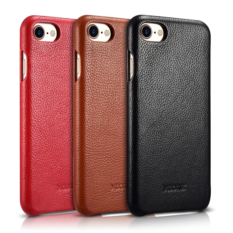 XOOMZ Curved Edge Litchi Grain Genuine Leather Flip Case for iPhone 7 4.7 Inch - Black-10
