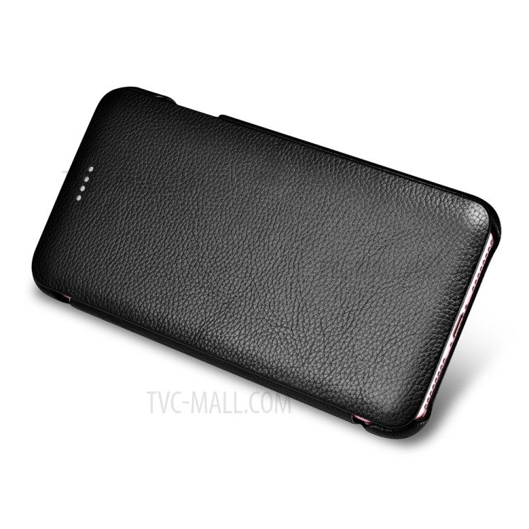 XOOMZ Curved Edge Litchi Grain Genuine Leather Flip Case for iPhone 7 4.7 Inch - Black-4