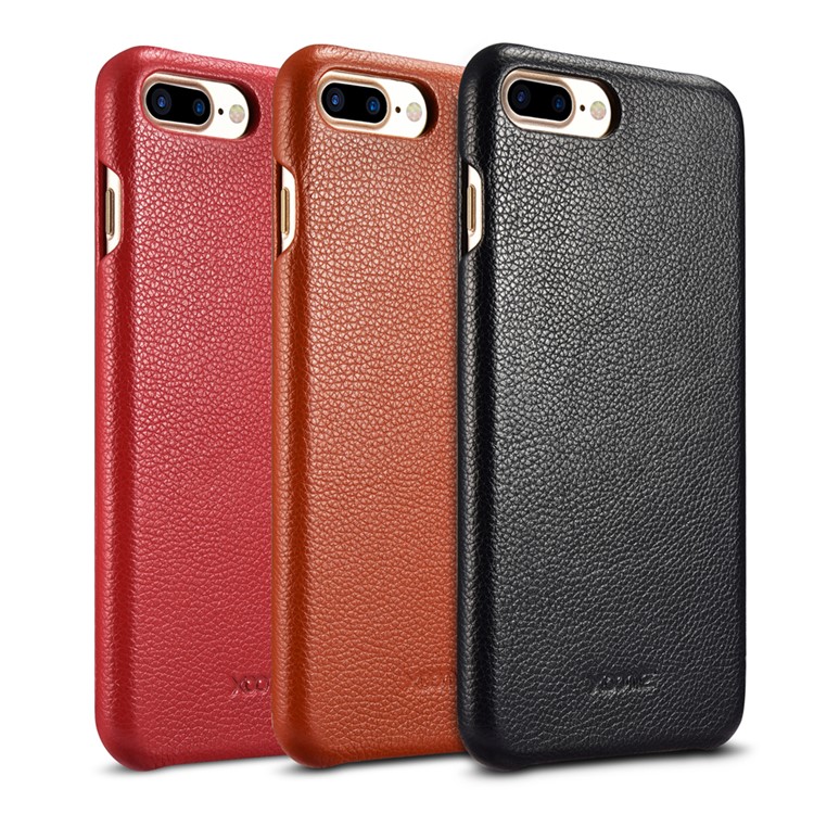 XOOMZ Litchi Grain Genuine Leather Case Curved Edge for iPhone 7 Plus 5.5 - Black-10