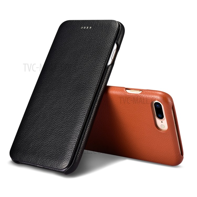 XOOMZ Litchi Grain Genuine Leather Case Curved Edge for iPhone 7 Plus 5.5 - Black-9