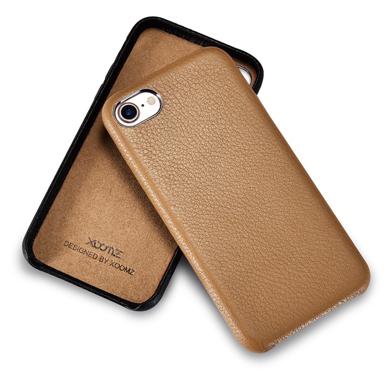 XOOMZ Litchi Grain Genuine Leather Coated PC Case for iPhone 7 4.7 Inch - Black-4