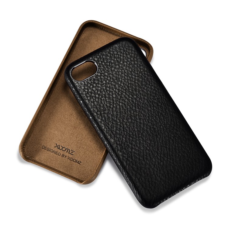 XOOMZ Litchi Grain Genuine Leather Coated PC Case for iPhone 7 4.7 Inch - Black-5