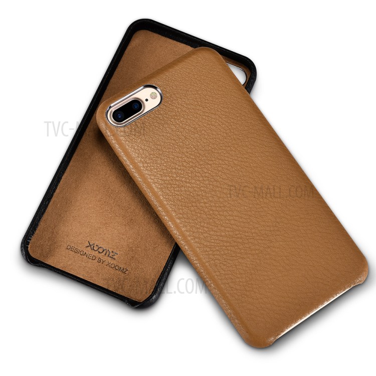 XOOMZ Litchi Grain Genuine Leather Skin PC Phone Case for iPhone 7 Plus 5.5 - Black-4