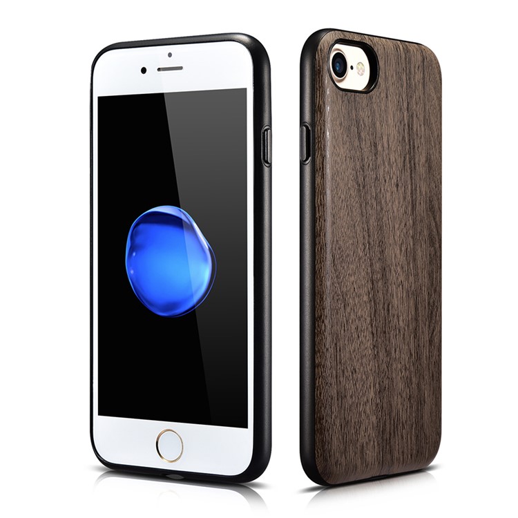 XOOMZ PU Leather Coated Liquid Silicone Back Phone Case for iPhone 7 4.7 inch - Coffee-2