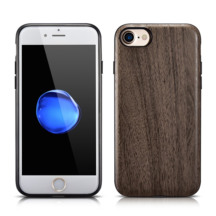 XOOMZ PU Leather Coated Liquid Silicone Back Phone Case for iPhone 7 4.7 inch - Coffee-3