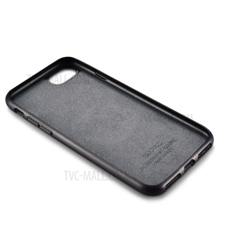 XOOMZ PU Leather Coated Liquid Silicone Back Phone Case for iPhone 7 4.7 inch - Coffee-6