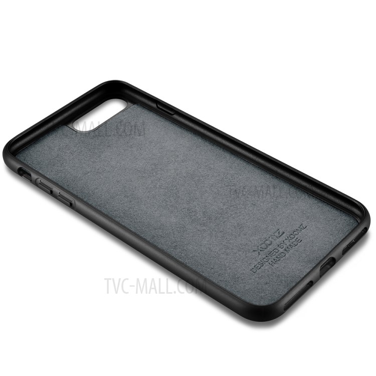 XOOMZ for iPhone 7 Plus PU Leather Coated Liquid Silicone Back Phone Case - Coffee-4