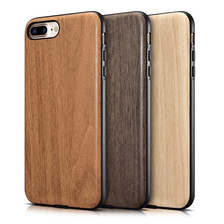 XOOMZ for iPhone 7 Plus PU Leather Coated Liquid Silicone Back Phone Case - Coffee-5