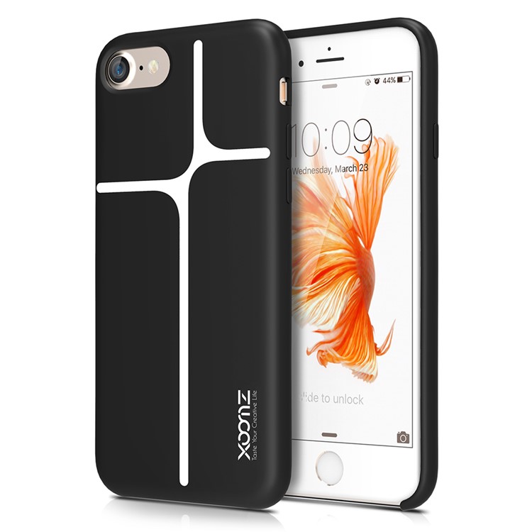 XOOMZ Geometric Pattern Liquid Silicone Soft Phone Case for iPhone 7 4.7 inch - Black-1