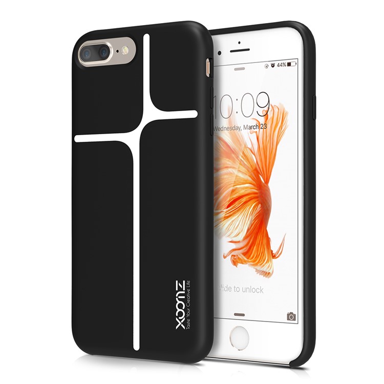 XOOMZ Geometric Pattern Liquid Silicone Soft Phone Case for iPhone 7 Plus 5.5 inch - Black-1