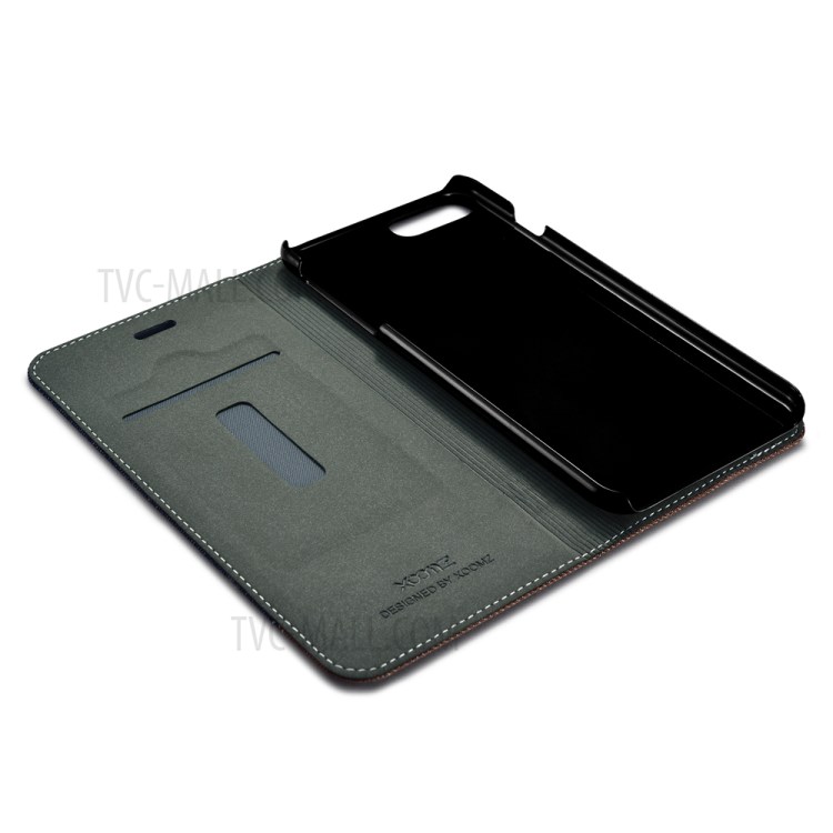 XOOMZ for iPhone 7 Plus Bi-color Jeans Cloth Leather Stand Mobile Case - Dark Blue-6