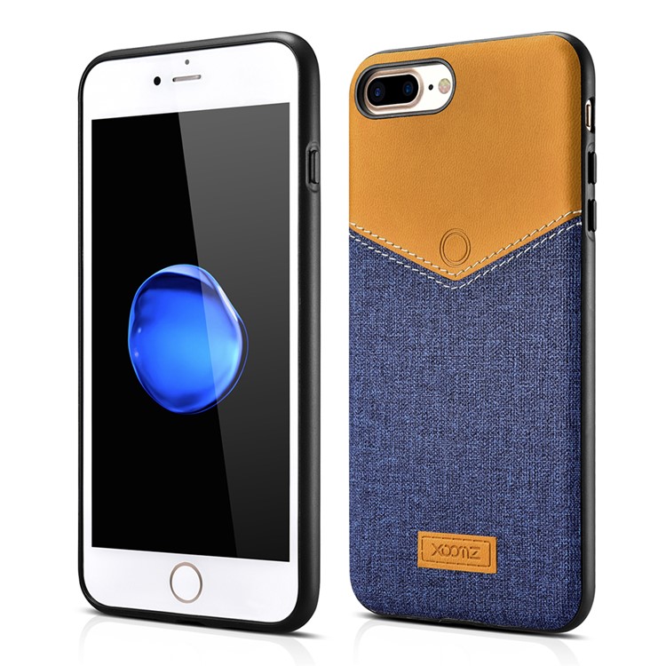 XOOMZ Leather Coated Liquid Silicone Phone Case for iPhone 7 Plus Built-in Magnetic Metal Sheet - Red-12