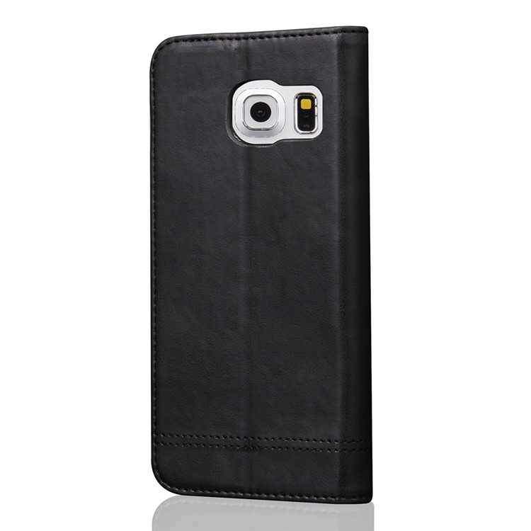 Auto-absorbed Retro Leather Wallet Stand Case for Samsung Galaxy S7 G930 - Black-2