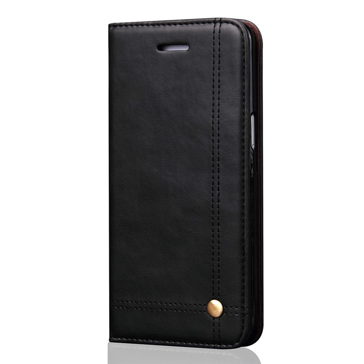 Auto-absorbed Retro Leather Wallet Stand Case for Samsung Galaxy S7 Edge G935 - Black-1