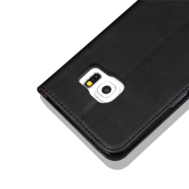 Auto-absorbed Retro Leather Wallet Stand Case for Samsung Galaxy S7 Edge G935 - Black-3