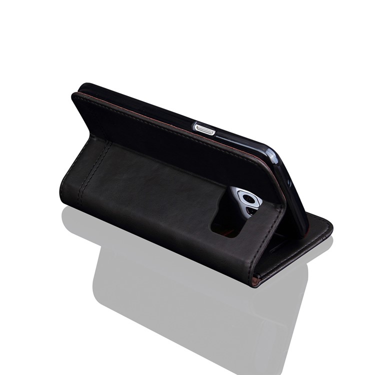 Auto-absorbed Retro Leather Wallet Stand Case for Samsung Galaxy S7 Edge G935 - Black-6