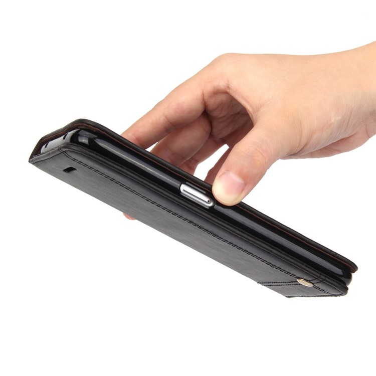 Auto-absorbed Retro Leather Wallet Stand Case for Samsung Galaxy S7 Edge G935 - Black-8