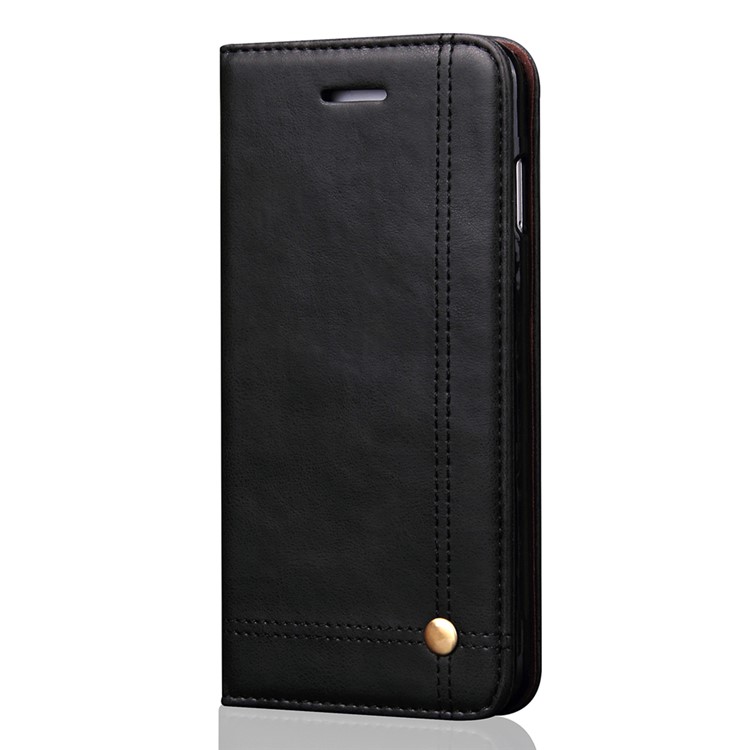 Auto-absorbed Retro Leather Wallet Stand Case for Apple iPhone 7 (2016) - Black-1
