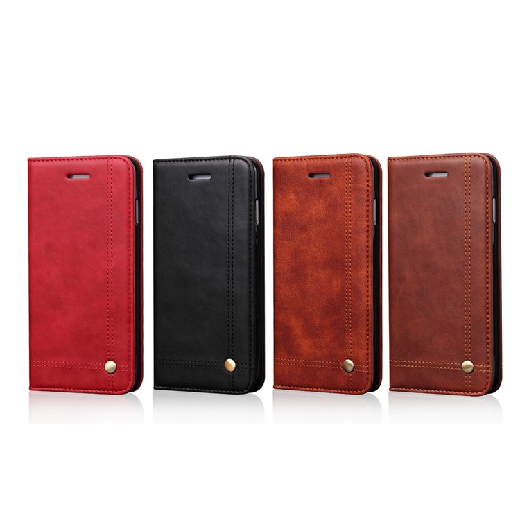 Auto-absorbed Retro Leather Wallet Stand Case for Apple iPhone 7 (2016) - Black-11