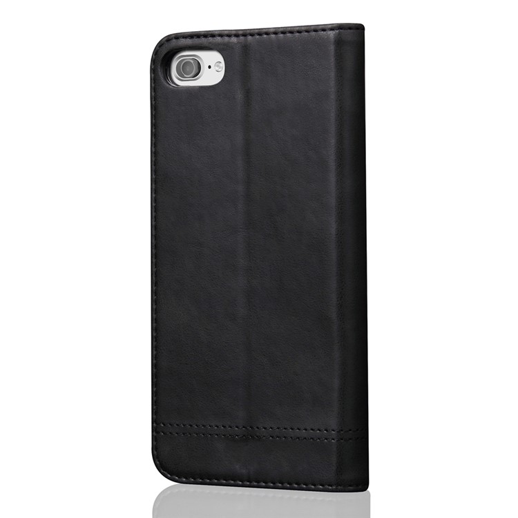 Auto-absorbed Retro Leather Wallet Stand Case for Apple iPhone 7 (2016) - Black-2